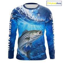 Load image into Gallery viewer, Striped Bass Fishing Jersey Ocean Blue 3D All Over Print Long Sleeve Performance Shirt 