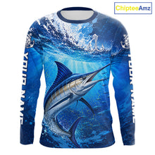 Load image into Gallery viewer, Marlin Fishing Jersey Ocean Blue 3D All Over Print Long Sleeve Performance Shirt 