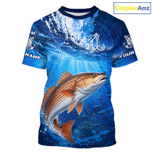 Load image into Gallery viewer, Redfish (Red Drum) Short Sleeve T-Shirt Ocean Blue 3D All Over Print Performance Shirt 