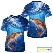 Load image into Gallery viewer, Redfish (Red Drum) Short Sleeve T-Shirt Ocean Blue 3D All Over Print Performance Shirt 