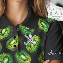 Load image into Gallery viewer, Funny Colorful Kiwi In Dark Golf Women's Polo Shirt,  Funny Fruit Pattern Polo Top NHT579