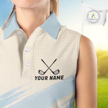 Load image into Gallery viewer, Funny Chicken Womens Sleeveless Golf Polo Shirt Personalized Custom Name Blue Golf Polo For Womens NHT949