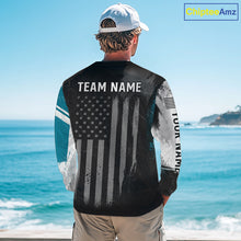 Load image into Gallery viewer, Personalized Bass Fishing Shirts Long Sleeve, Patriotic American Flag Fishing Jersey 