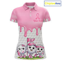 Load image into Gallery viewer, Funny Pink Ribbons Breast Cancer Awareness Womens Golf Ball Polo Shirts Custom Golf Apparel For Womens NHT795