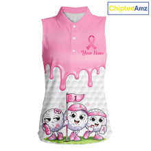 Load image into Gallery viewer, Funny Pink Ribbons Breast Cancer Awareness Sleeveless Women Golf Ball Polo Shirts Custom Golf Apparel For Women NHT795