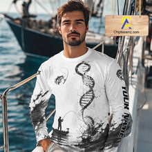Load image into Gallery viewer, Largemouth Bass Fishing Long Sleeve Shirt Fisherman Boat DNA Art Graphic For Anglers For Men