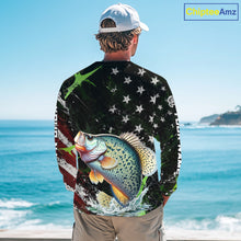 Load image into Gallery viewer, Best Crappie Fishing Shirts Long Sleeve American Flag Patriotic Custom Name Fishing Jersey NHT966