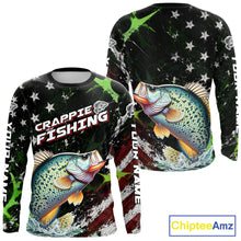 Load image into Gallery viewer, Best Crappie Fishing Shirt Long Sleeve American Flag Patriotic Custom Name