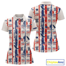 Load image into Gallery viewer, Women's Custom America 250Th Anniversary Polo - Vintage Patriotic USA Flag Personalized Performance Jersey