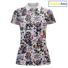 Load image into Gallery viewer, Funny Patriotic Raccoon Personalized Women's Golf Polo Shirt- America 250 Years Golf Gift NHT984 - Women's Short Sleeve Po...