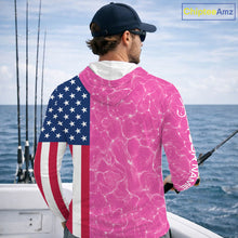 Load image into Gallery viewer, Texas Fishing Shirt Pink American Flag Men's Long Sleeve Hooded Fishing Apparel NHT1152
