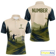 Load image into Gallery viewer, Green Sunset Customized Mens Disc Golf Polo Shirt Number Disc Golf Tops For Men NHT833