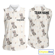 Load image into Gallery viewer, Personalized Funny Argyle Raccoon Pattern Womens Sleeveless Golf Polo Shirt - Custom Golf Team Gift