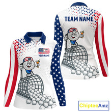 Load image into Gallery viewer, Funny Custom Patriotic Womens Golf Polo Shirt, Personalized Drinking Golf Jersey, Custom Golf Outfit For Family Team Shirt NHT700