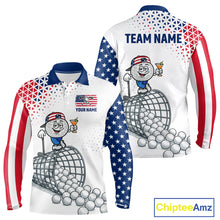 Load image into Gallery viewer, Funny Custom Patriotic Mens Golf Polo Shirt, Personalized Drinking Golf Jersey, Custom Golf Outfit For Family Team Shirt NHT700