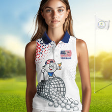 Load image into Gallery viewer, Funny Custom Patriotic Womens Sleeveless Golf Polo Shirt, Personalized Drinking Golf Jersey, Custom Golf Outfit For Family Team Shirt NHT700