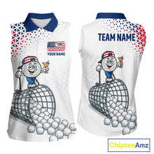 Load image into Gallery viewer, Funny Custom Patriotic Womens Sleeveless Golf Polo Shirt, Personalized Drinking Golf Jersey, Custom Golf Outfit For Family Team Shirt NHT700