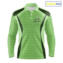 Load image into Gallery viewer, Custom Men's Mint Green Golf Polo, Personalized Geometric Pattern Golf Shirt With Name, Gift For Golfer NHT702