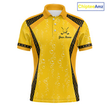 Load image into Gallery viewer, Custom Mens Beer Bubbles Golf Polo Shirt, Personalized Yellow Beer Themed Golf Jersey With Name, Gift For Golfer NHT703