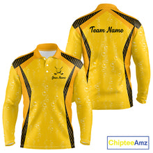 Load image into Gallery viewer, Custom Mens Beer Bubbles Golf Polo Shirt, Personalized Yellow Beer Themed Golf Jersey With Name, Gift For Golfer NHT703