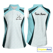Load image into Gallery viewer, Personalized Aqua Sea Wave Golf Shirt With Name, Elegant Women's Sportswear, Stylish Womens Sleeveless Golf Jersey NHT704