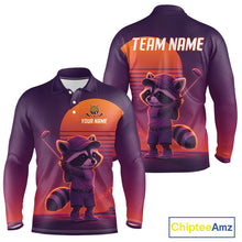 Load image into Gallery viewer, Personalized Raccoon Golf Shirt - Retro Sunset Golf Polo Shirt For Men