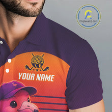 Load image into Gallery viewer, Personalized Flamingo Golf Shirt - Retro Sunset Golf Polo Shirt For Men
