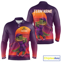 Load image into Gallery viewer, Personalized Alligator Golf Shirt - Retro Sunset Golf Polo Shirt For Men