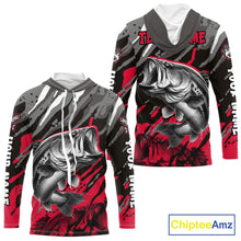 Load image into Gallery viewer, Personalized Bass Fishing Sport Jerseys, Bass Fishing Shirts Long Sleeve Hooded For Men NHT457