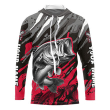 Load image into Gallery viewer, Personalized Bass Fishing Sport Jerseys, Bass Fishing Shirts Long Sleeve Hooded For Men NHT457