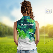 Load image into Gallery viewer, Green Tropical Splash Custom Golf Polo Shirt – Personalized Team Name Performance Polo Tee For Women NHT894