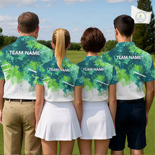Load image into Gallery viewer, Green Tropical Splash Custom Golf Polo Shirt – Personalized Team Name Performance Polo Tee For Men NHT894