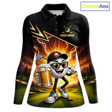 Load image into Gallery viewer, Funny Golf Ball Womens Golf Polo Shirts Custom Golf And Beer Golf Apparel For Golfer NHT899