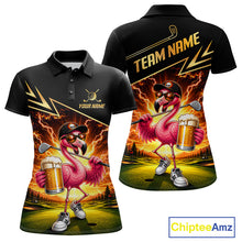 Load image into Gallery viewer, Funny Flamingo Womens Golf Polo Shirts Custom Golf And Beer Golf Apparel For Golfer NHT900