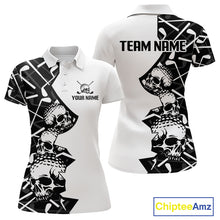 Load image into Gallery viewer, Custom Skull Womens Golf Polo Shirt Personalized Name, Golf Team Polo Jersey| Black 