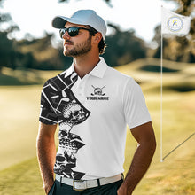 Load image into Gallery viewer, Custom Skull Mens Golf Polo Shirt Personalized Name, Golf Team Polo Jersey| Black 
