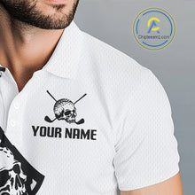 Load image into Gallery viewer, Custom Skull Mens Golf Polo Shirt Personalized Name, Golf Team Polo Jersey| Black 