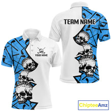 Load image into Gallery viewer, Custom Skull Mens Golf Polo Shirt Personalized Name, Golf Team Polo Jersey| Blue