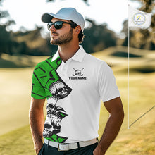 Load image into Gallery viewer, Custom Skull Mens Golf Polo Shirt Personalized Name, Golf Team Polo Jersey| Green 