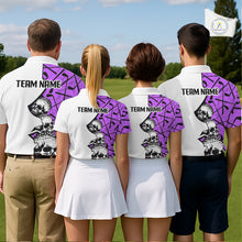 Load image into Gallery viewer, Custom Skull Mens Golf Polo Shirt Personalized Name, Golf Team Polo Jersey| Purple NHT1063
