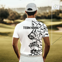 Load image into Gallery viewer, Custom Skull Mens Golf Polo Shirt Personalized Name, Golf Team Polo Jersey| White 