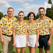 Load image into Gallery viewer, Personalized Sunflower Mens Golf Polo Shirt Custom Name Floral Golf Polo For Men NHT1070