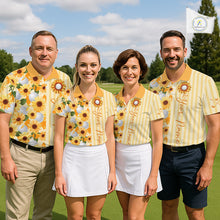 Load image into Gallery viewer, Personalized Sunflower Womens Golf Polo Shirt Custom Name Golf Ball Floral Polo Shirt NHT1071