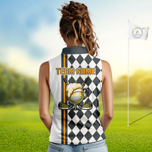 Load image into Gallery viewer, Personalized Womens Sleeveless Golf Polo Shirt Beer And Golf Ball Graphic Custom Team Name Golf Jersey|White 