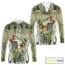 Load image into Gallery viewer, Personalized Bass Team Fishing Shirt - Long Sleeve Hooded Tournament Fishing Apparel 