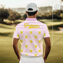 Load image into Gallery viewer, Funny Skull Golf Polo Shirts Beer Pink Argyle Pattern Custom Name Skull Playing Golf Apparel NBT631