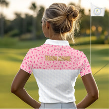 Load image into Gallery viewer, Custom Pink Ribbon Pattern Breast Cancer Golf Shirts For Womens, Breast Cancer Golf Jersey NHT797