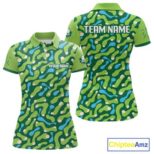Load image into Gallery viewer, Custom Green Camo Pattern Womens Golf Polo Shirt Personalized Team Golf Uniform 