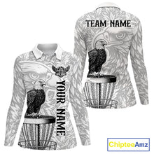 Load image into Gallery viewer, Custom Bald Eagle Womens Disc Golf Polo Shirt, Personalized Team Name Disc Golf Shirt NHT815