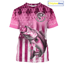 Load image into Gallery viewer, Pink Custom Bass Shirt 3D Personalized Team Name Fishing T - Shirt UV Protection Fishing Jersey, Patriotics Bass Fishing Shirt
 